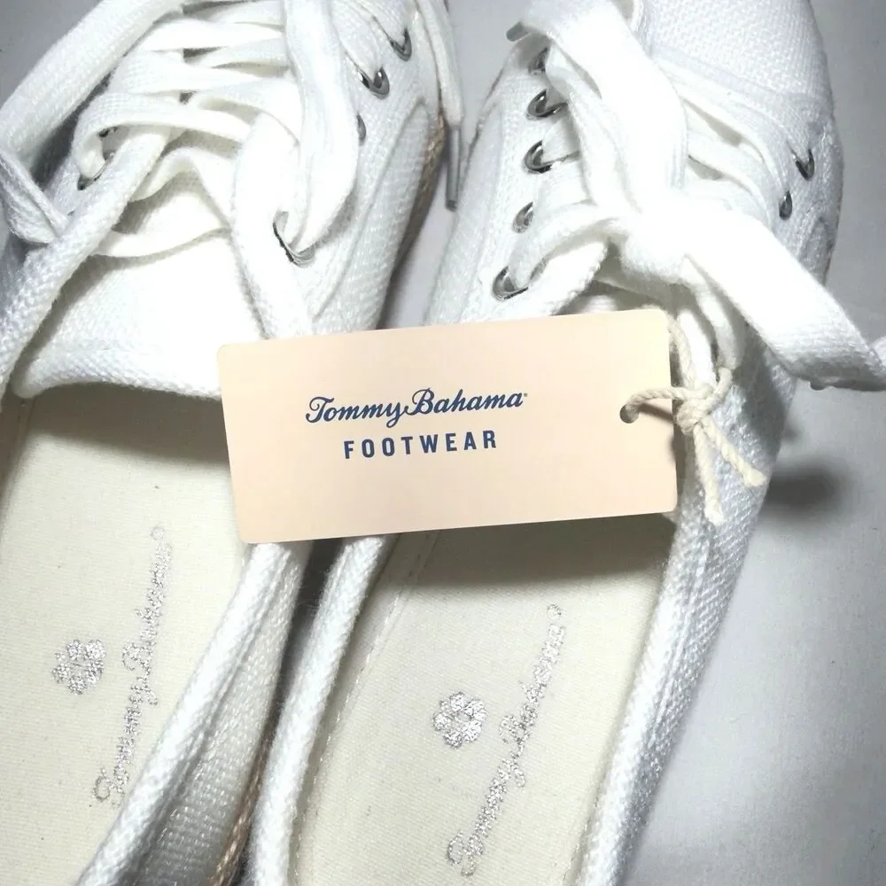 Tommy Bahama Galana Women’s 7.5M White Canvas Espadrille Sneakers NWT